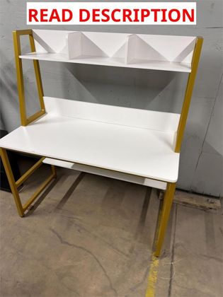 Beautiful Gold & White Wooden Office Desk