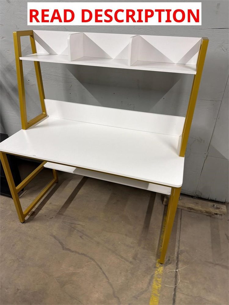 Beautiful Gold & White Wooden Office Desk