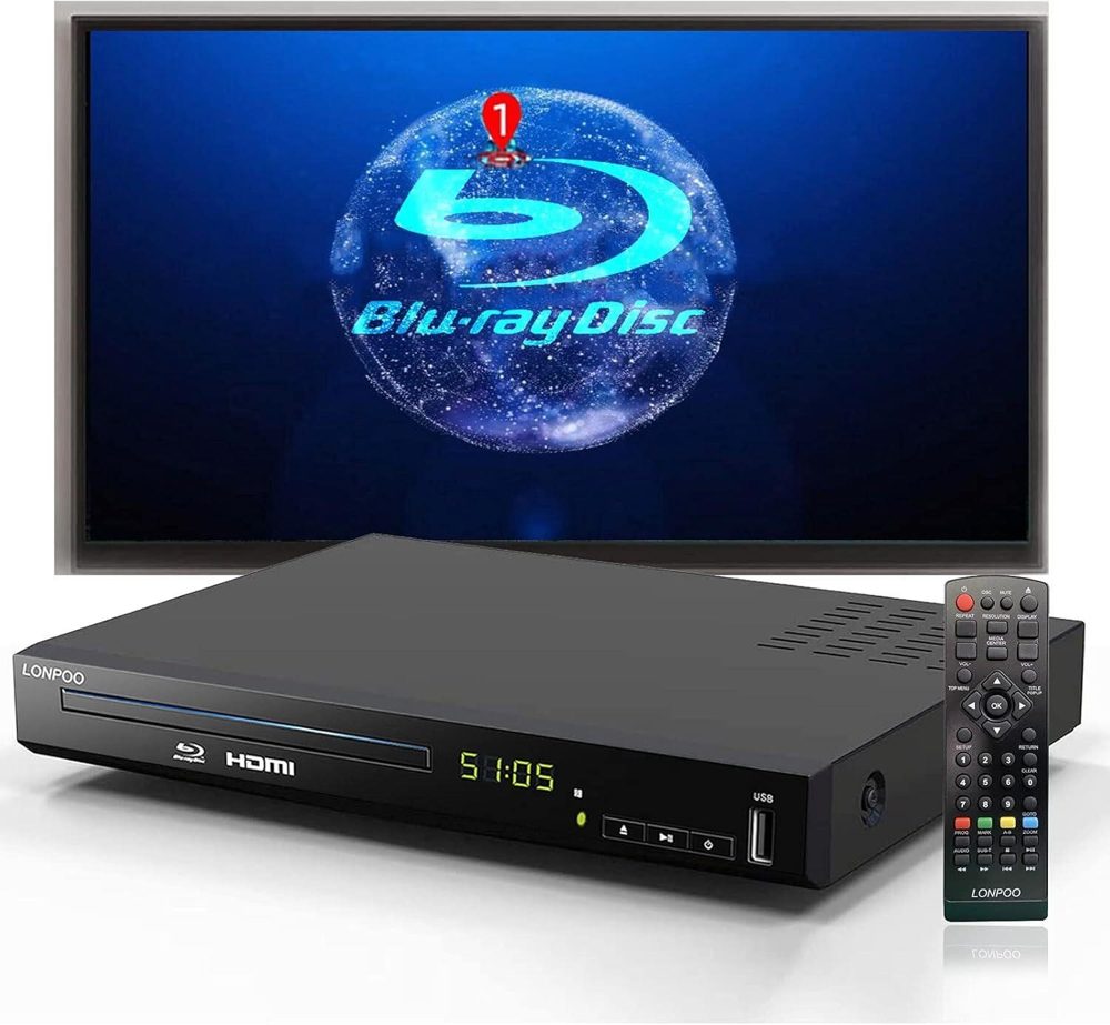 Blu-ray/DVD Player: HDMI 1080P USB Playback