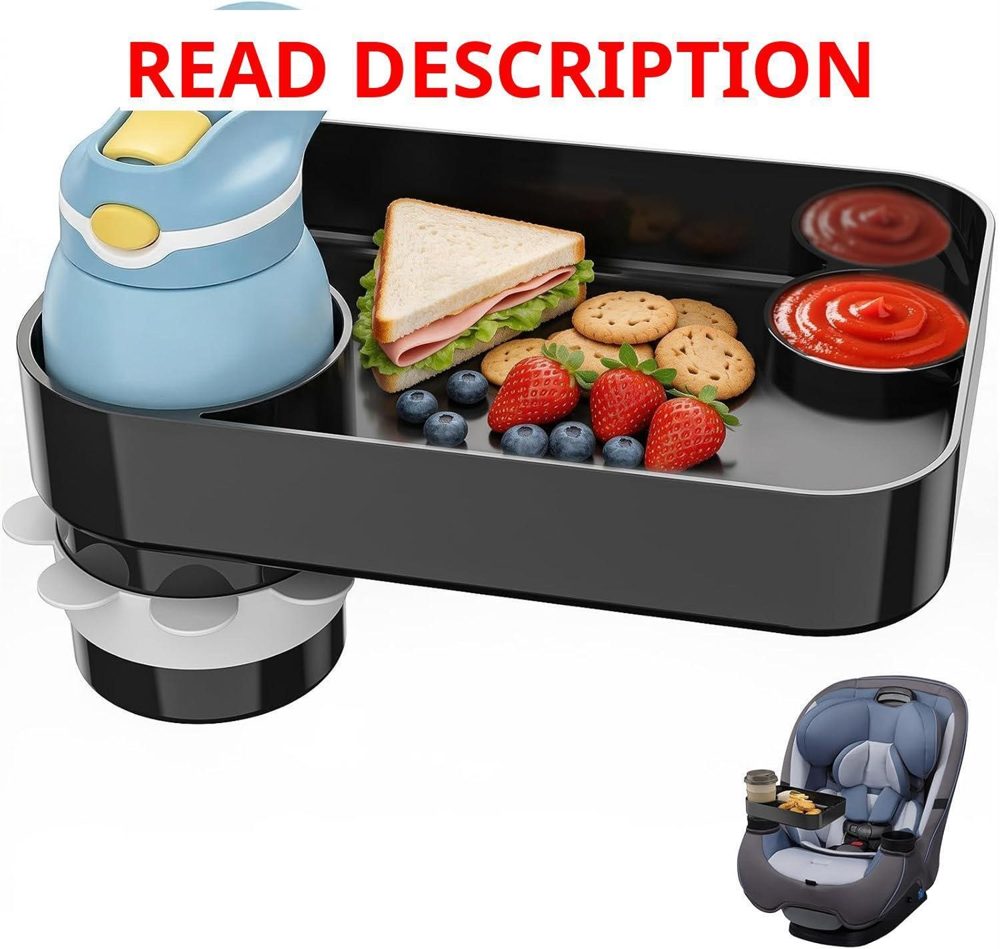 Kids Car Seat Tray with Cup Holder (Black)