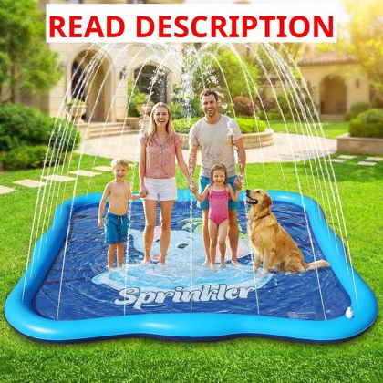 Splash Pad Sprinkler: Kids & Dog 85" Square