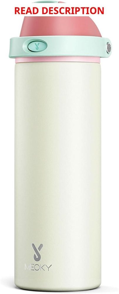 Meoky 24 oz Insulated Bottle w/ Straw Cream