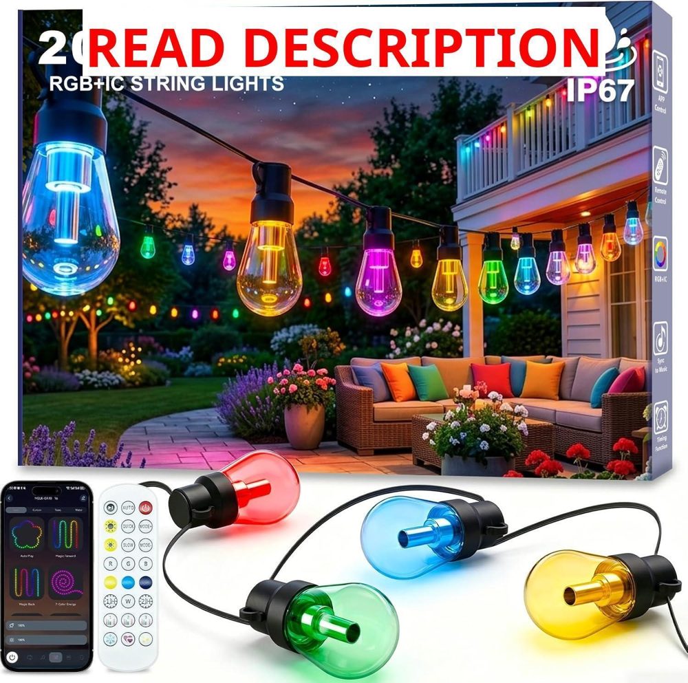 Beizelte Outdoor String Lights 200FT RGB+IC