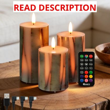 LEDHOLYT Birch Bark Flameless Candles (3)