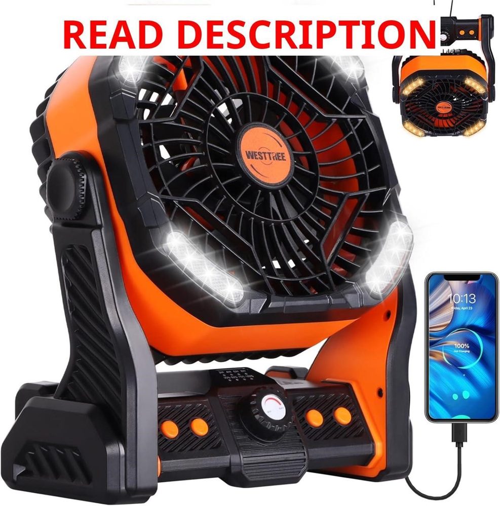 WESTTREE 20000mAh Battery Fan Orange
