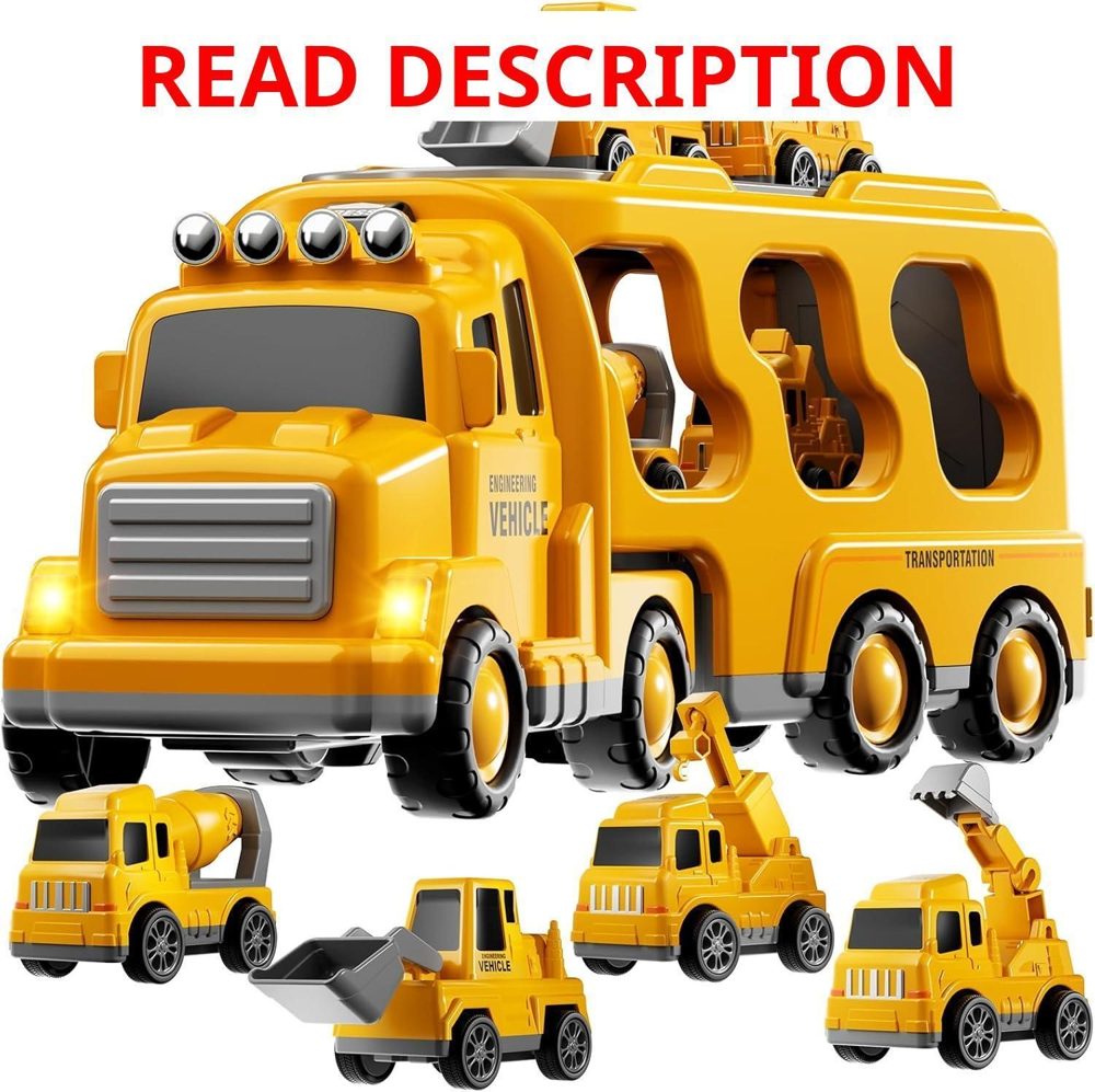 Construction Trucks Toy: 5-in-1 Carrier