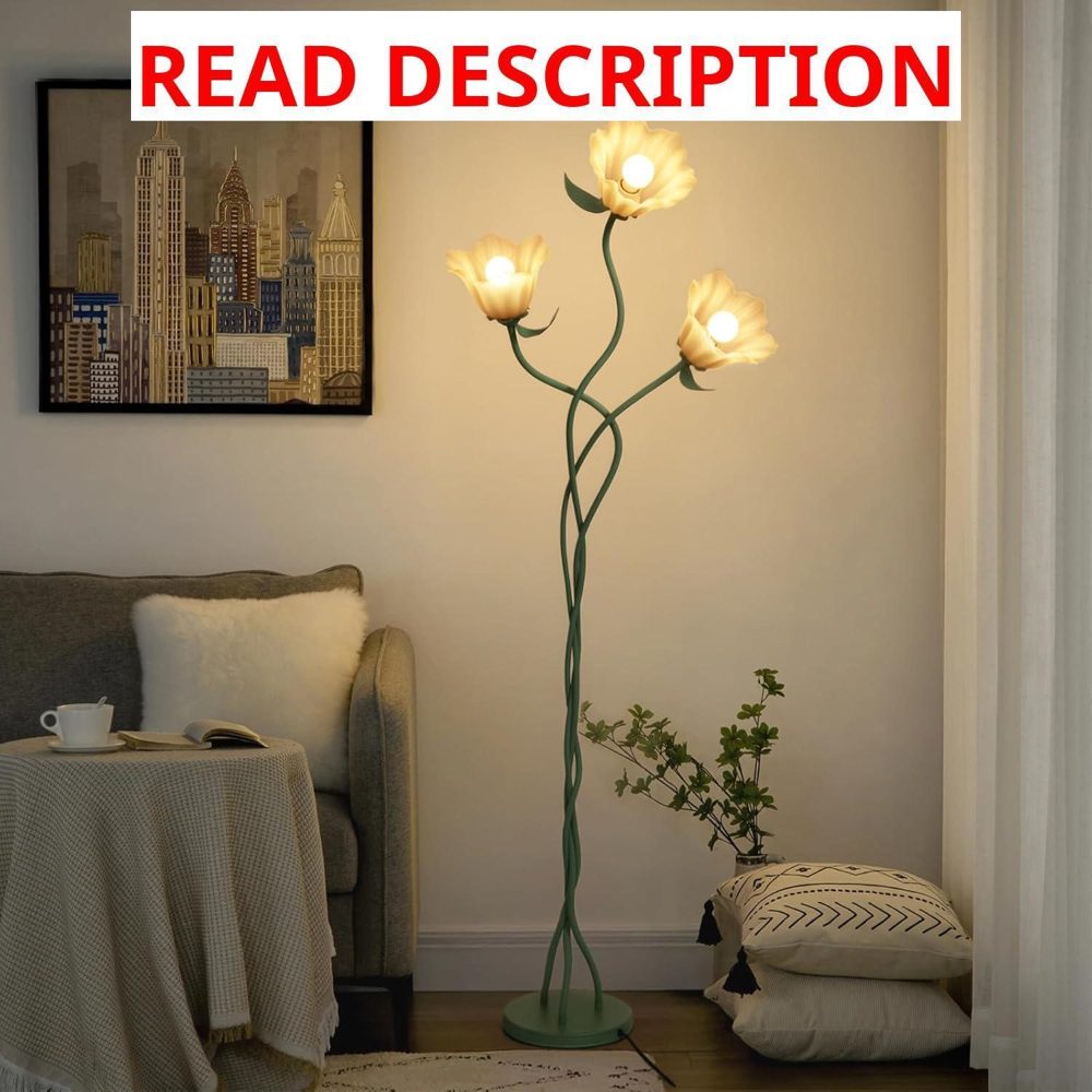 Elaruslux Vintage 3-Head Flower Floor Lamp