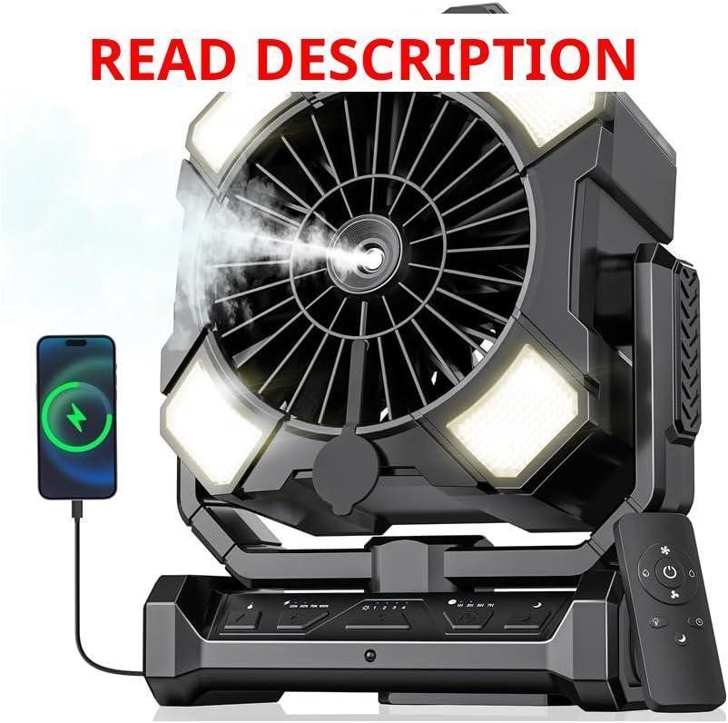 BLBS Misting Fan: 11oz Tank 24k mAh 4 Speeds
