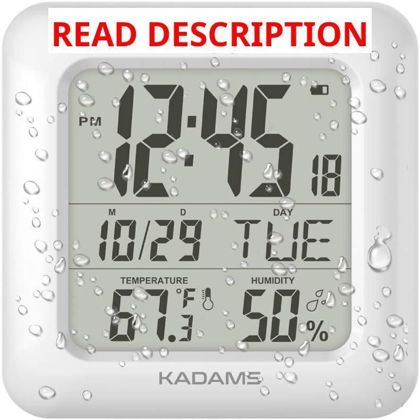 KADAMS Bathroom Clock 9.5" LCD Screen White