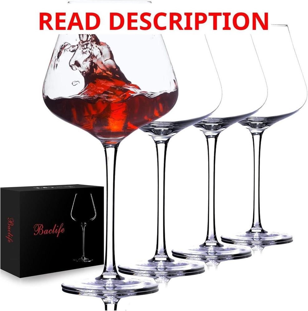 BACLIFE Hand Blown Wine Glasses Set of 4 23 oz