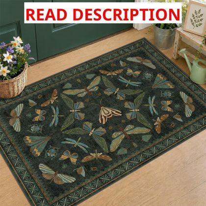 Hazo Haus 2x3 Entry Rugs Indoor- Dark Green