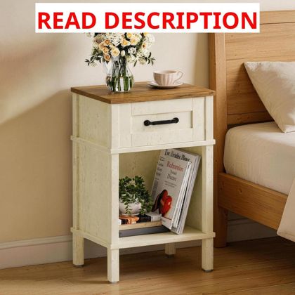 White Farmhouse Nightstand LET512WR