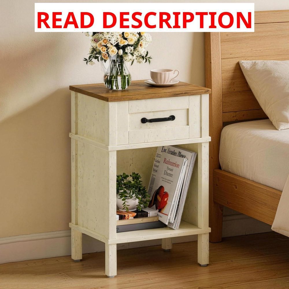 White Farmhouse Nightstand LET512WR