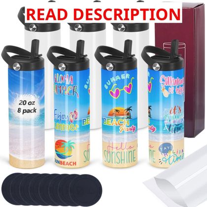 8 Pack 20oz Sublimation Tumbler w/ Handle