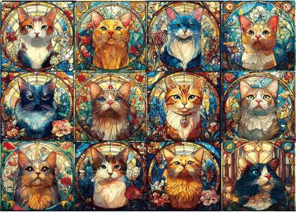Glass Cat 1000-Pc Puzzle 20x27 2mm Thick