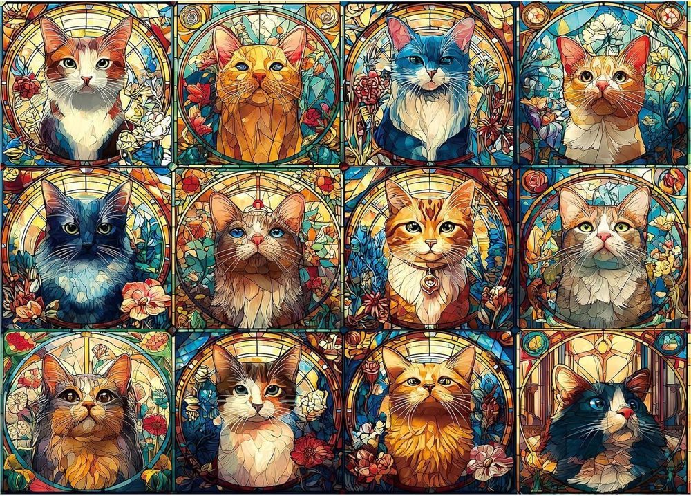 Glass Cat 1000-Pc Puzzle 20x27 2mm Thick