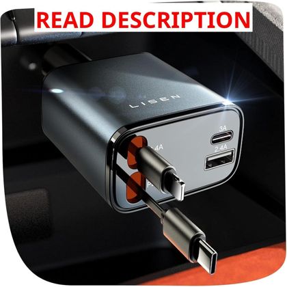 LISEN Retractable Car Charger 84W USB-C