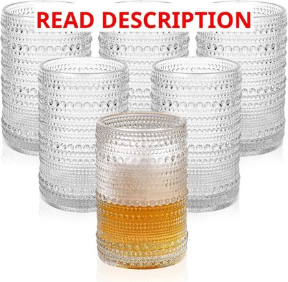 ZMOWIPDL Glassware 6x15oz Hobnail Cups