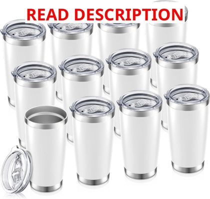 20 oz Tumbler Bulk with Lid White 12-pack