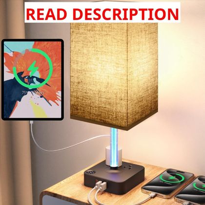 Bedside Table Lamp - 3 Way Dimmable USB+AC