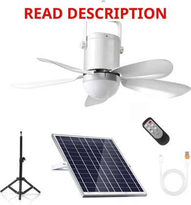 Solar Ceiling Fan with Light 10800mAh Battery