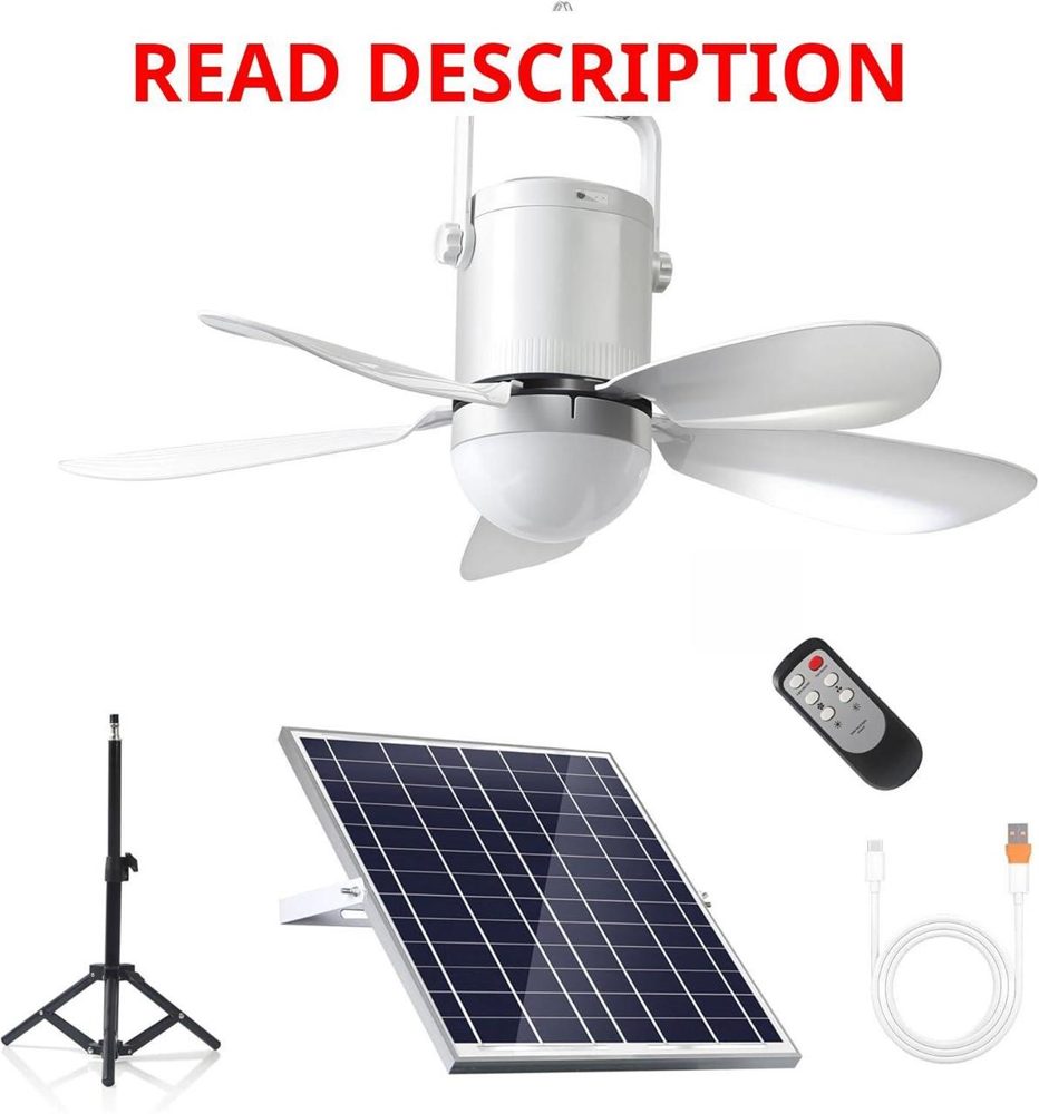 Solar Ceiling Fan with Light 10800mAh Battery