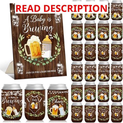 SiliFine 37 Pcs Baby Shower Beer Can Sleeves