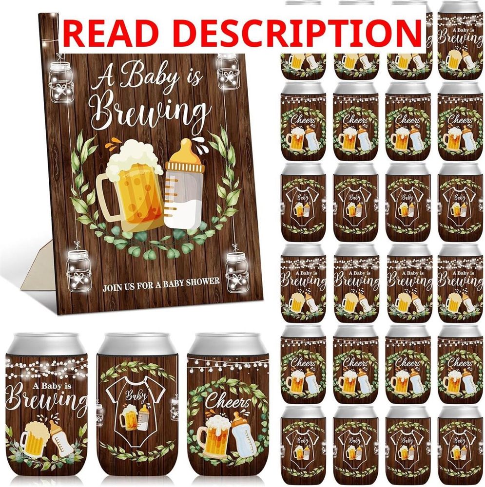 SiliFine 37 Pcs Baby Shower Beer Can Sleeves