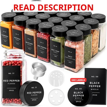 EDELHAUS Glass Spice Jars with Labels