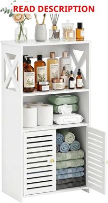 BYFU 4-Tier Bathroom Cabinet with Door & Shelf