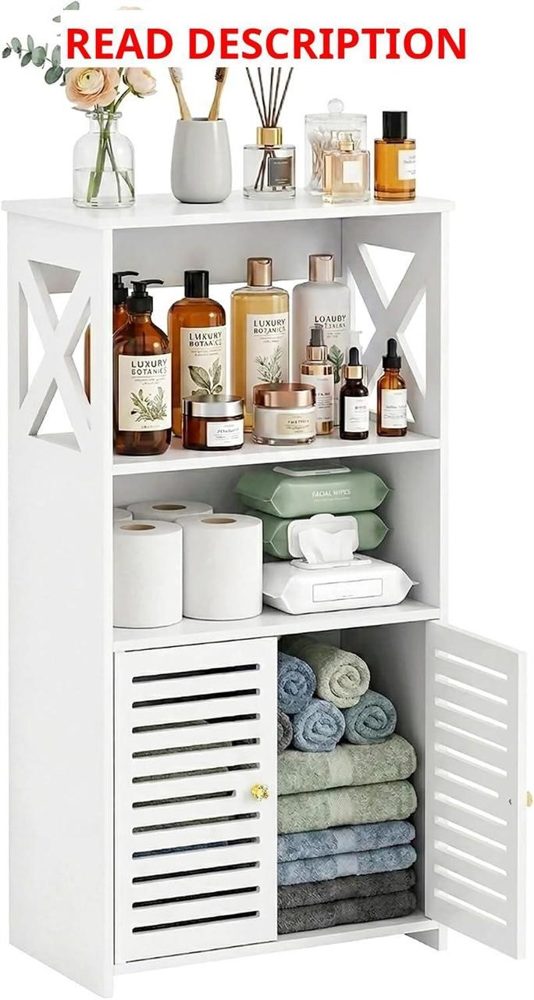 BYFU 4-Tier Bathroom Cabinet with Door & Shelf