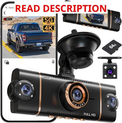 4K+1080P 4-Channel 360  Dash Cam 64GB Card