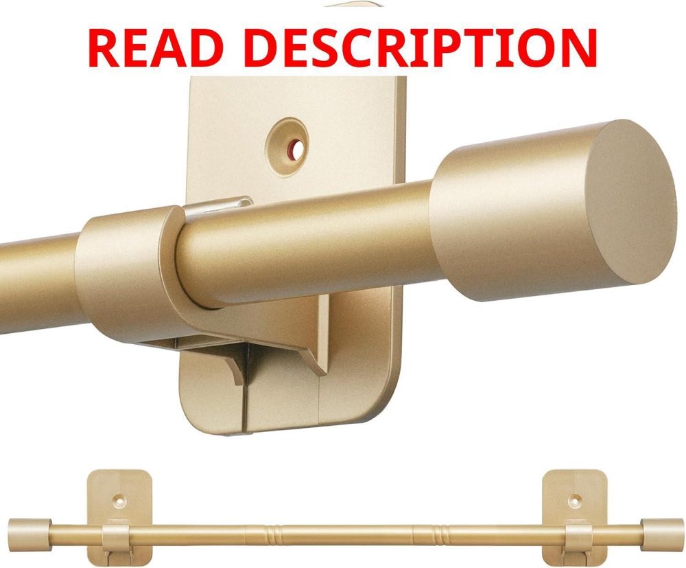 No-Drill Curtain Rods 28-36in 5/8" Gold