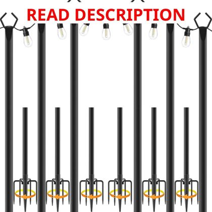6 Pack 10 ft Metal String Light Poles