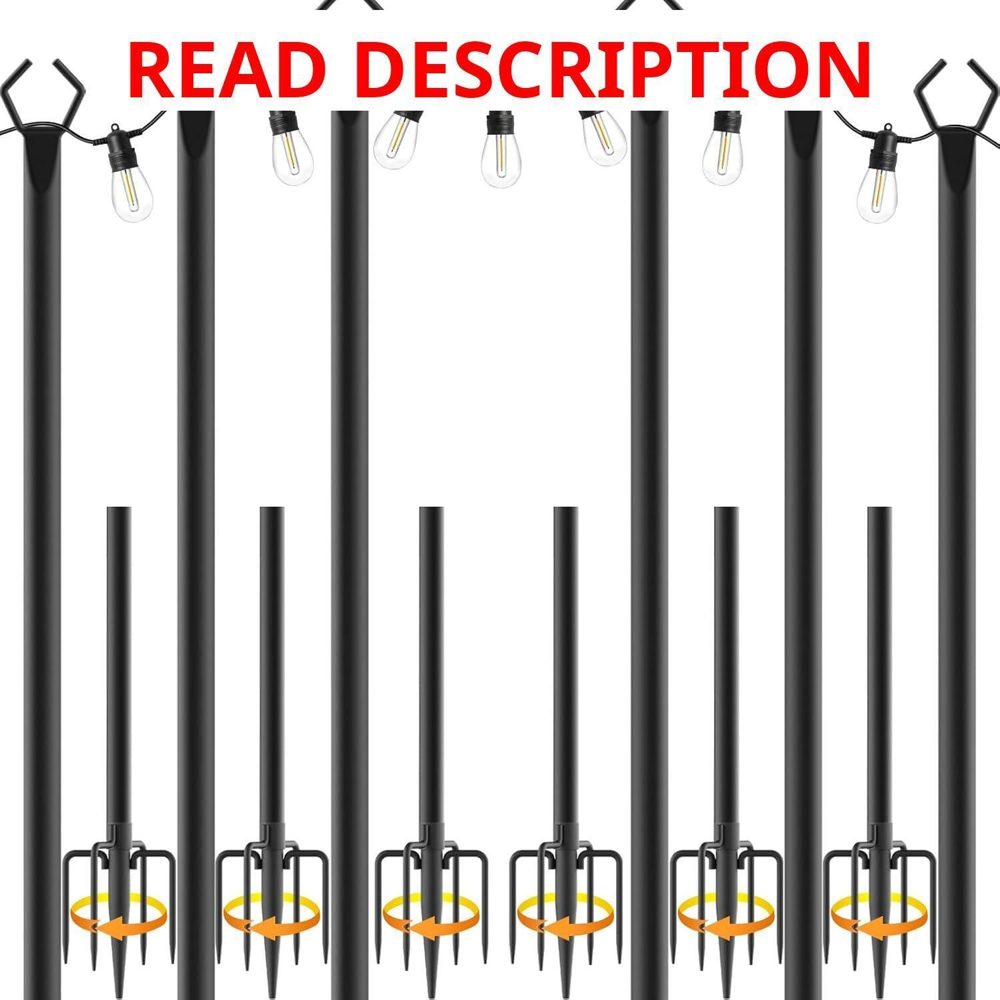 6 Pack 10 ft Metal String Light Poles