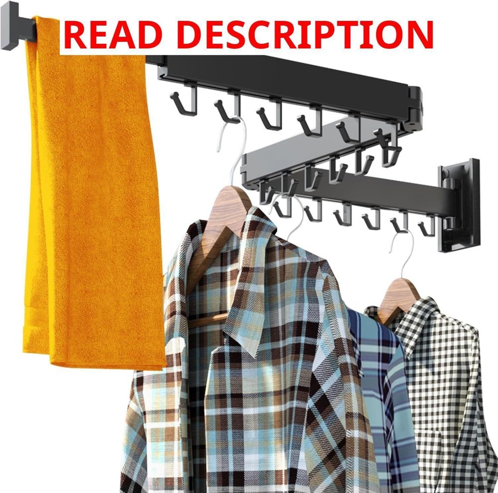 HEILAIYI Wall-Mounted Drying Rack with J Hooks