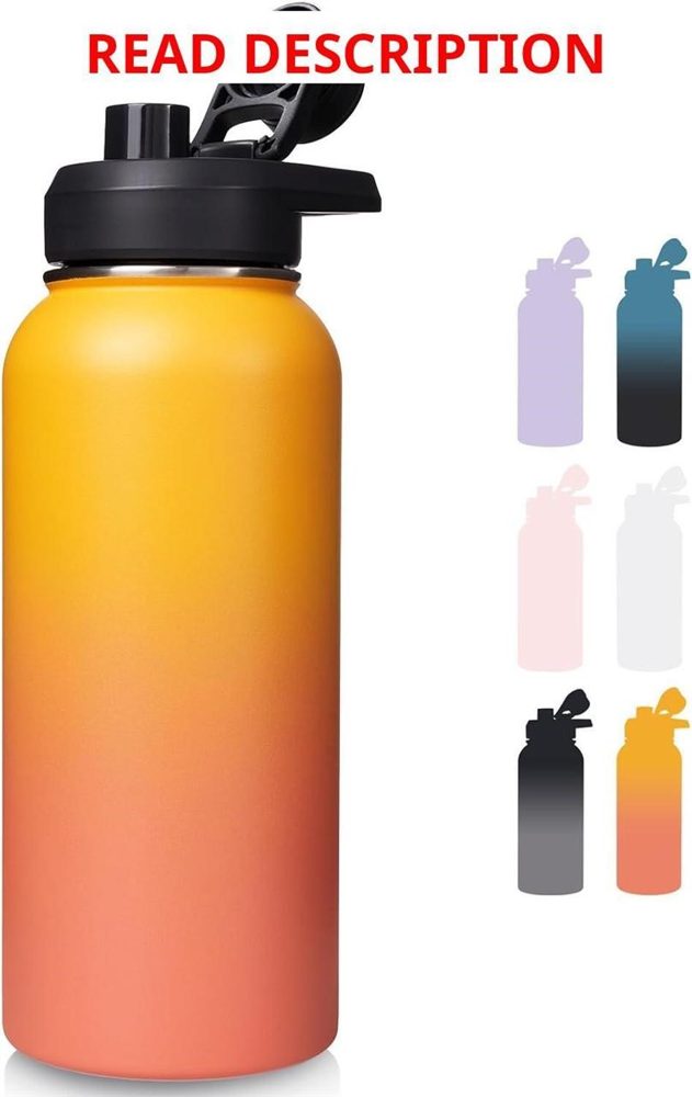 Fijinhom 32 oz Insulated Bottle Yellow/Orange