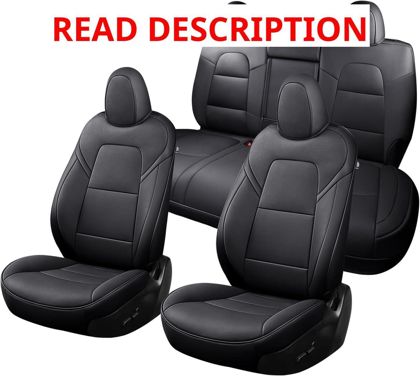 Black Leather Tesla Model Y Seat Covers