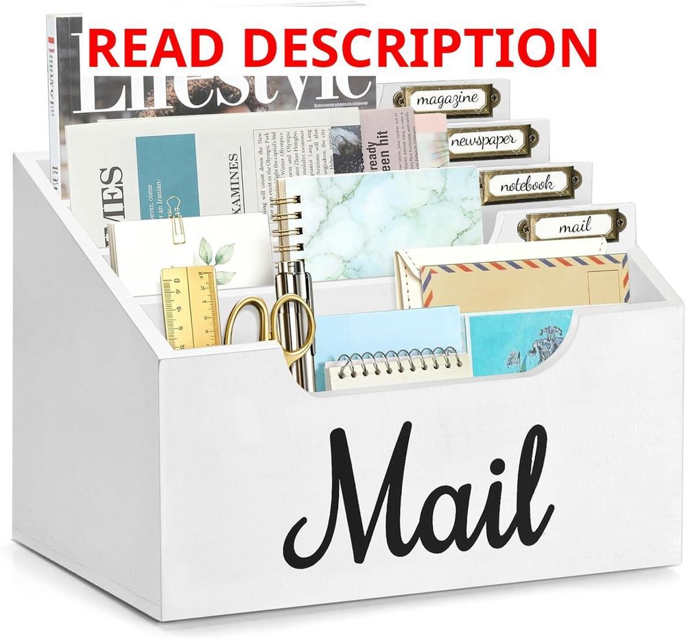 Rustic Wood Mail Organizer with 4 Slots