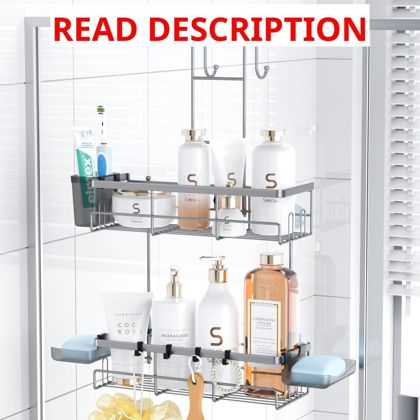 Aitatty Hanging Shower Caddy Over Door: Silver