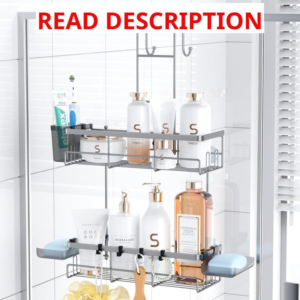 Aitatty Hanging Shower Caddy Over Door: Silver