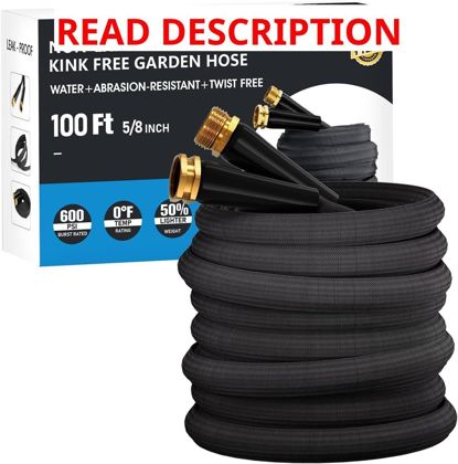 Kink-Free 100 ft Garden Hose Burst-Resistant