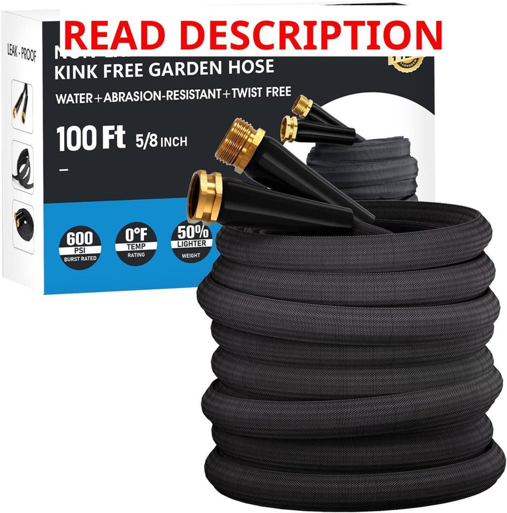 Kink-Free 100 ft Garden Hose Burst-Resistant
