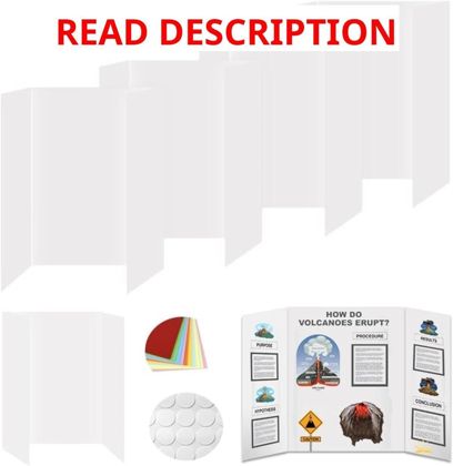 Rsgift 4 Pcs Tri-fold Poster Boards with Tapes