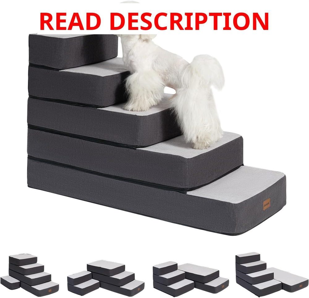 Garnpet 5-Step Adjustable Dog Stairs Grey