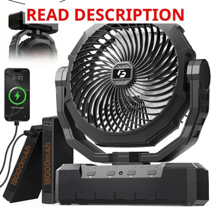 3-in-1 Camping Fan with Light 36000mAh Black