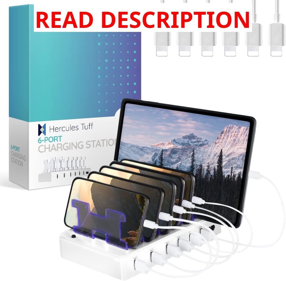 6-Port USB Charger for Apple & Android (White)