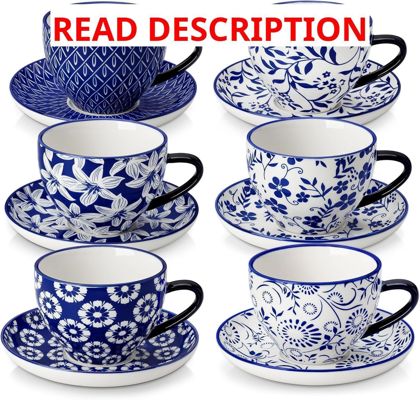 Vancasso 8OZ Cappuccino Cups with Saucers 6
