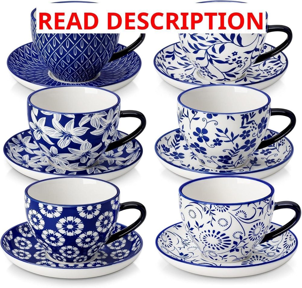 Vancasso 8OZ Cappuccino Cups with Saucers 6