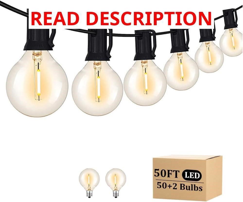 Outdoor String Light 50ft Patio LEDs